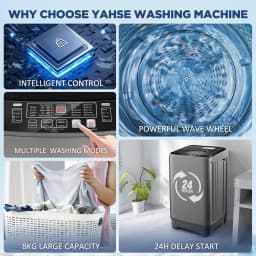 17.6Lbs Portable Washing Machine, Full-Automatic Portable Compact Washer with Drain Pump, 10 Programs 8 Water Levels, Compact Washers with LED - Thumbnail 6