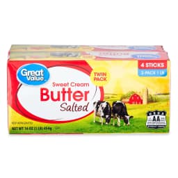 Great Value Sweet Cream Salted Butter Twin Pack, 16 oz, 4 Sticks - Thumbnail 1