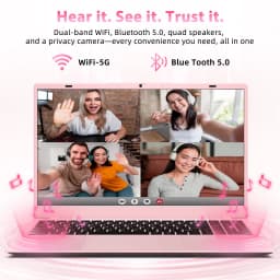 TRHRO 15.6" FHD IPS Pink Laptop, 256GB SSD 8GB RAM, Intel Processor, Dual 4K Output & Type-C PD, Office 2024 Included - Thumbnail 5