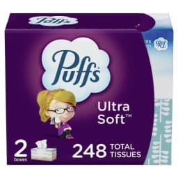Puffs Ultra Soft Non-Lotion Facial Tissues, 2 Family Boxes, 124 Tissues per Box - Thumbnail 1