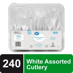 Great Value Plastic Disposable Cutlery Set, White, 240 Count - Thumbnail 1