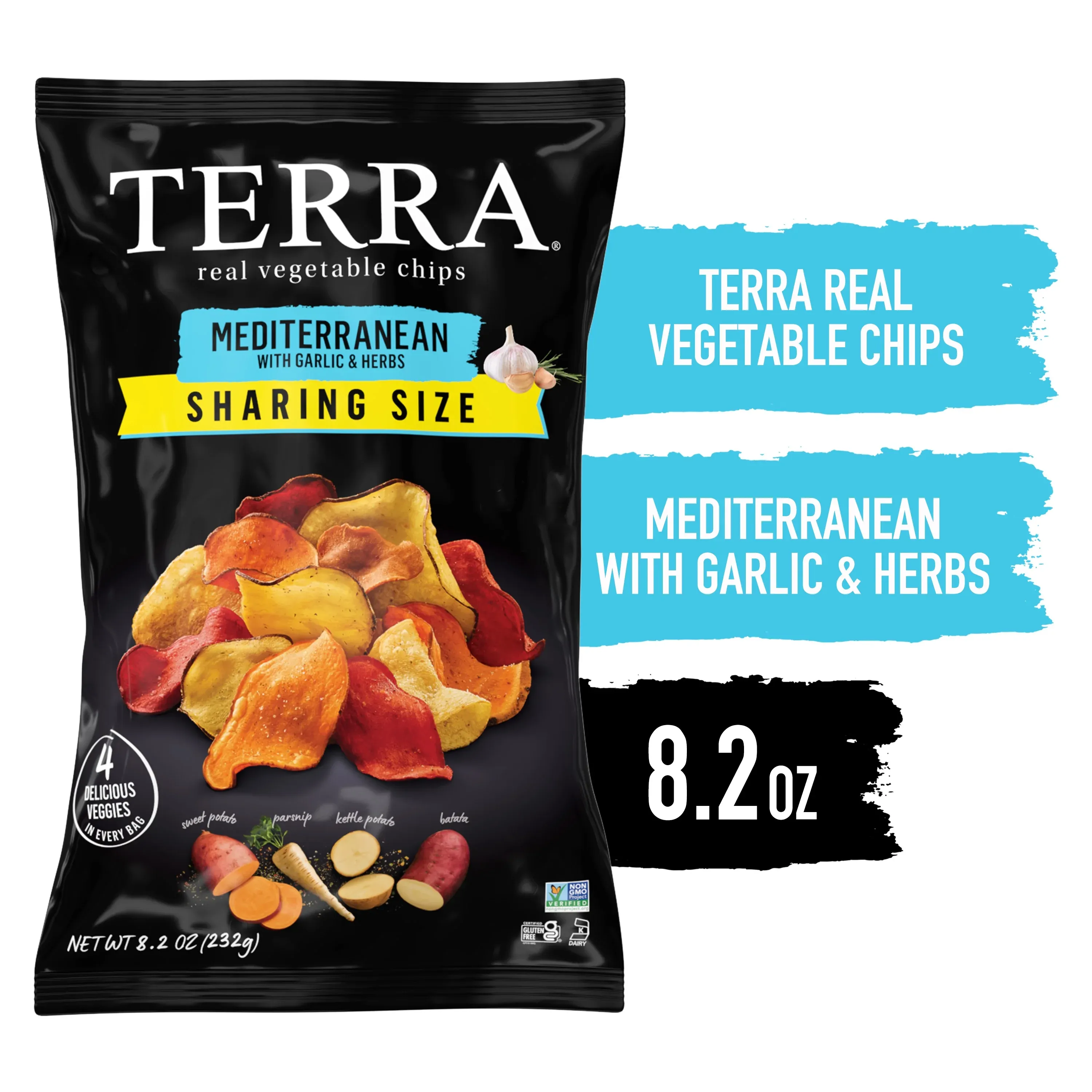 TERRA Mediterranean Garlic & Herbs Vegetable Snack Chips, Sharing Size, 8.2 oz