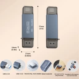 Jous 4-in-1 SD Card Reader, USB-C & USB 3.0 Simultaneous Read/Write Memory Adapter for Micro iPhone MacBook Pro, Laptop, PC - Thumbnail 7