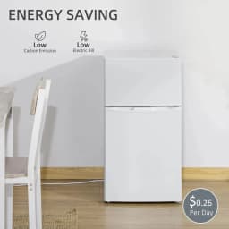 Resenkos 3.2 Cu.Ft Mini Fridge with Freezer, Shelf and Reversible Door for Bedroom, Dorm, Home Office, Energy Efficient, White - Thumbnail 3