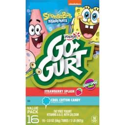 Go-GURT SpongeBob Yogurt Tubes, Strawberry, Cotton Candy, 6g Protein, 16 Count, 32 oz - Thumbnail 7