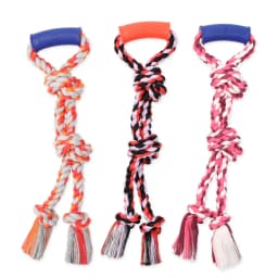 Mammoth Flossy Chews Cottonblend Twin Tug with Rubber Handle Rope Dog Toy, Medium, 20", Assorted Colors - Thumbnail 4