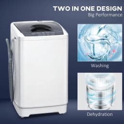 HOMCOM 1.3 Cu. Ft. Compact Washer, Portable Washing Machine with 8 Programs and 6 Water Levels, Full Automatic Washer for Apartments and RVs, White - Thumbnail 3