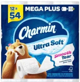 Charmin Ultra-Soft Smooth Tear Toilet Paper Rolls (12 Mega Plus Rolls) - Thumbnail 1