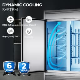 Coolake 82" Width Commercial Refrigerator 3 Solid Doors, 72 Cu.ft Stainless Steel Reach-in Upright Fridge with LED Lighting, Fan Cooling Refrigerator - Thumbnail 6