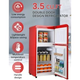 3.5 Cu. Ft Mini Fridge Compact Refrigerator with Top-Freezer,7- Level Adjustable Thermostat, Adjustable Shelves For Bedroom, Office, Kitchen - Thumbnail 3