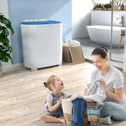 ROVSUN 11LBS Portable Washing Machine, Electric Mini Twin Tub Washer with Spin Dryer, Washer(7LBS) and Spinner(4LBS) - Thumbnail 5