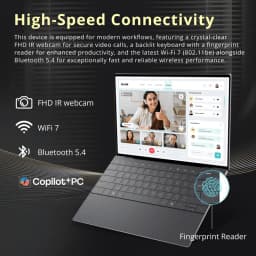 Dell XPS 13.4" Touch Laptop, Snapdragon X Elite X1E-80-100, 32GB RAM, 2TB Storage (1TB SSD+1TB Dock Station) - Thumbnail 6