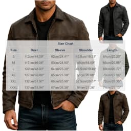 Mens Faux Leather Jacket,Motorcycle Vintage Racing Jacket Full Zip Lightweight Classic Western Style Trucker Coat Size 3XL Brown - Thumbnail 7