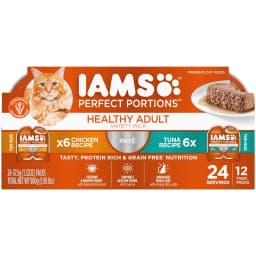 Iams Perfect Portions Grain Free Wet Cat Food Variety Pack, 1.32 Oz Trays, 12 Pack - Thumbnail 1
