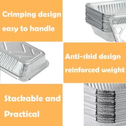 BagDream 50 Pack Aluminum Pans with Lids 8x6" Disposable Foil Pans, Aluminum Roasting Trays for Holiday Cooking, Parties Meal Prep, Storage, Heating - Thumbnail 5