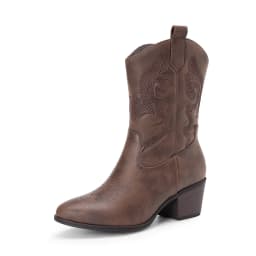 DREAM PAIRS Cowboy Boots for Women, Mid Calf Cowgirl Boots with Embroidery Round Toe Western Chunky Low Heel Shoes - Thumbnail 1