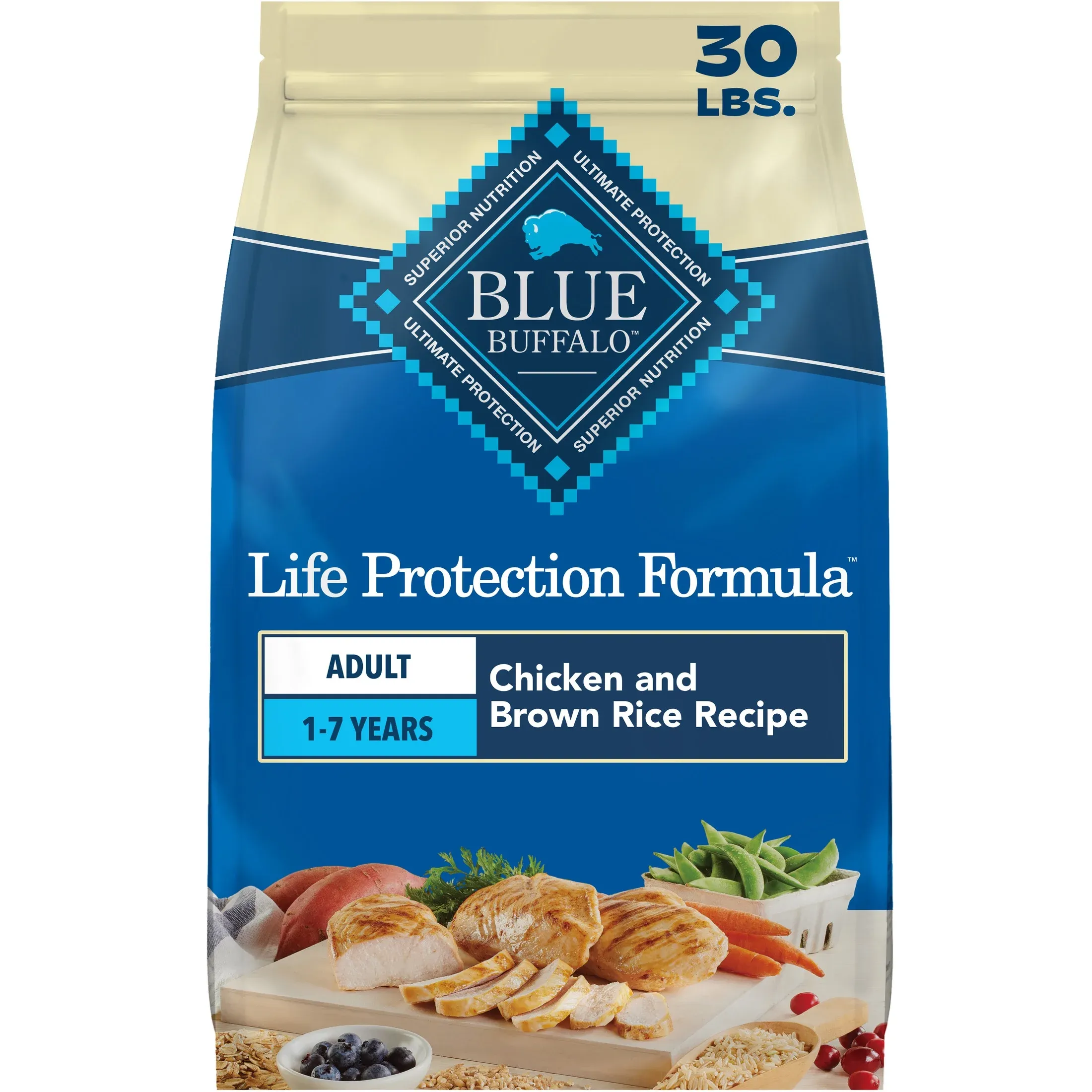 Blue Buffalo Life Protection Formula Adult Dry Dog Food Chicken & Brown Rice 30lb Bag