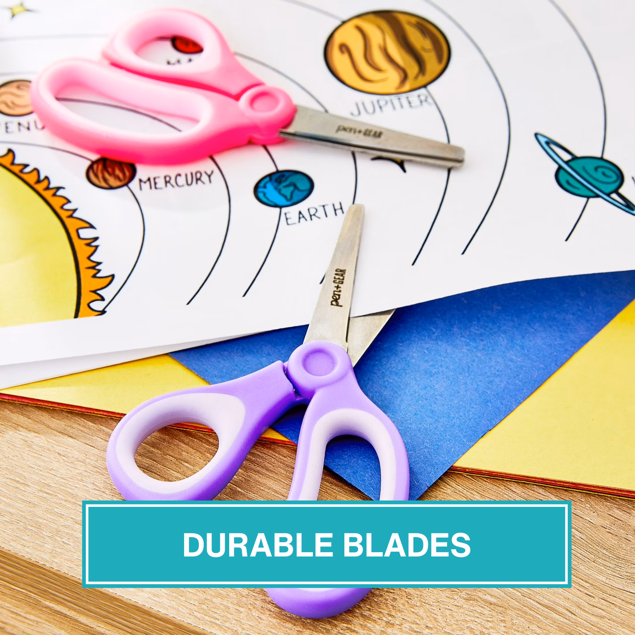 Pen+Gear 5-inch Blunt-Tip Kids Scissors, Ages 4-7, School Supplies, 2-Pack, Purple and Pink - Thumbnail 4
