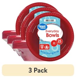 (3 pack) Great Value Everyday Disposable Plastic Bowls, Red, 20 oz, 25 Count - Thumbnail 1
