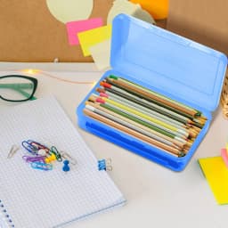 UALSRZL Extra Large Pencil Box, Clear Plastic Pencil Case with Snap Lid, Stackable Organizer for Pens, Markers, Crayons, Stickers & Supplies, Blue - Thumbnail 5