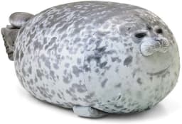 Chubby Blob Seal Plush Pillow, Cute Stuffed Animal Seal Plushie Toy, Cotton Plushy Ocean Gray 16 Inch - Thumbnail 4