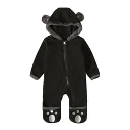 Lojoutye 2025 Baby Girl Snap Up Romper Baby Boy Bear Ears Footed Summer Clothes for Hooded Romper Jumpsuit Baby Boy Summer Clothes Coat - Thumbnail 1
