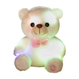 Valentines Day Teddy Bear Stuffed Animals, LED Teddy Bear Plush Doll for Kids Toddler Adult, Birthday Christmas Day Gift for Boys Girls, 8 inch, White - Thumbnail 2