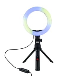 onn LED RGB Ring Light with Tripod Stand, Adjustable Height, Phone Holder & Bluetooth Remote for Selfies, TikTok, YouTube, Zoom, and Makeup - Thumbnail 10