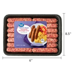 Great Value Uncooked Vermont Maple Breakfast Pork Sausage Links, 12 oz Package - Thumbnail 7