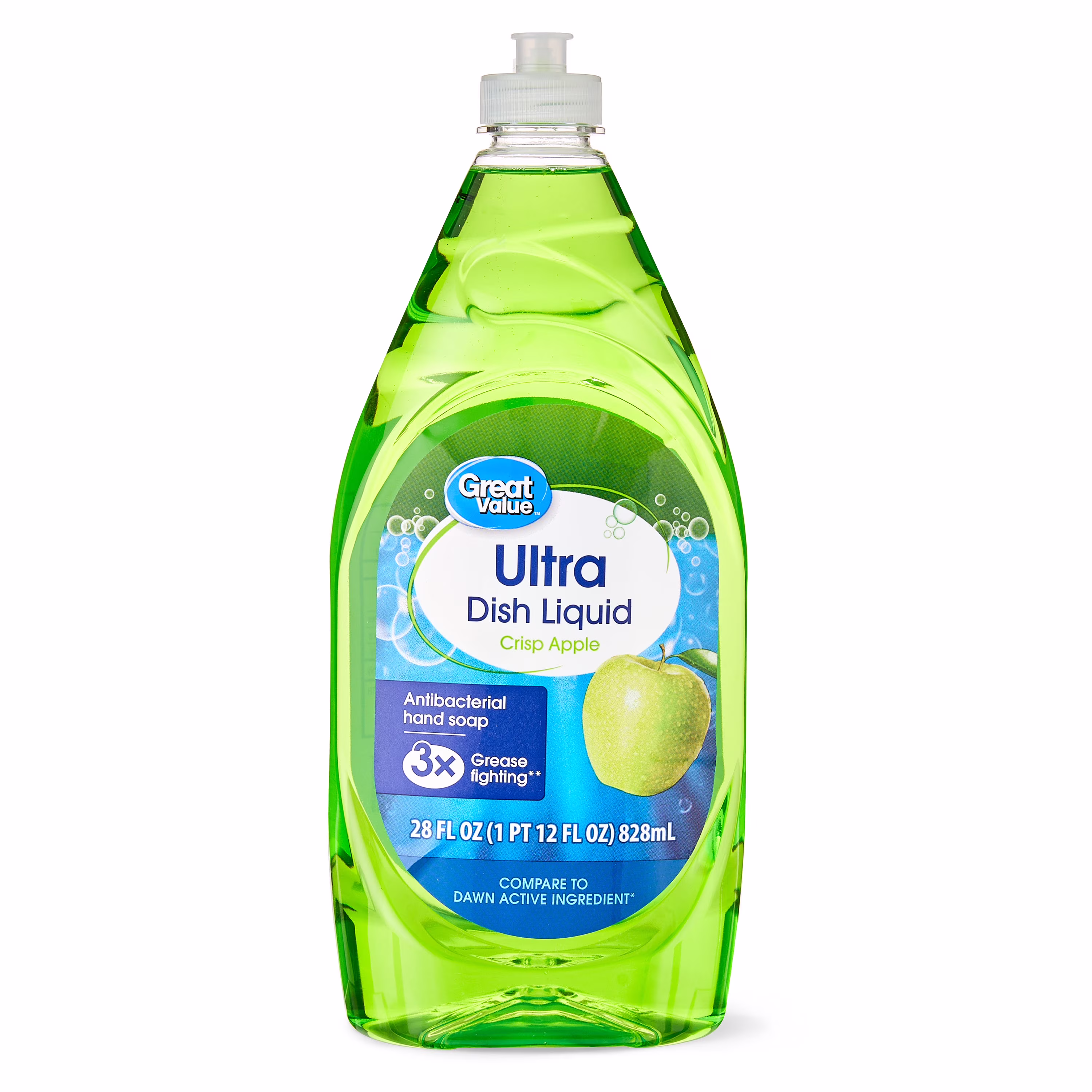 Great Value Ultra Antibacterial Dish Liquid, Crisp Apple, 28 fl oz - Thumbnail 1
