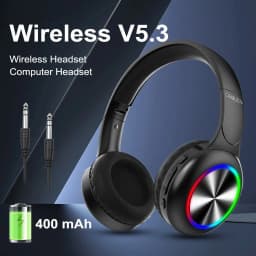 Led Lights Bluetooth 5.3 Wireless Headphones 3 Eq Modes Built-In Hd Mic Phone - Thumbnail 2