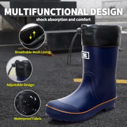 Lcamaw Rain Boots for Men, Waterproof PVC Rubber Boots, Non-Slip Mid-Calf Garden Mud Boots, Comfortable Lightweight Fishing Boots for Yard Farm Hiking Outdoor Work, Size 9 - Thumbnail 5
