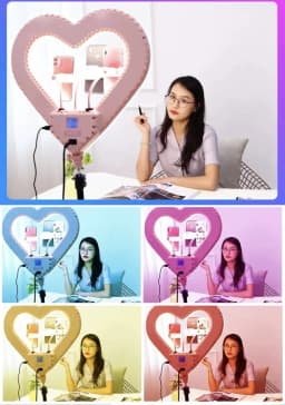 20'' Ring Light Live Streaming Selfie Heart Shaped professional &wireless remote - Thumbnail 10
