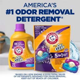 ARM & HAMMER Plus OxiClean With Odor Blasters Laundry Detergent, 5-IN-1 Power Paks, 72 Ct - Thumbnail 10