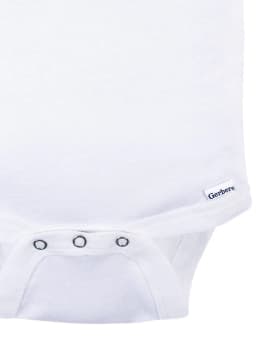 Gerber Baby Boy or Girl Neutral White Short Sleeve Cotton Onesies, 4-Pack, Sizes Newborn - 24 Months - Thumbnail 12