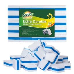 (25 Pack) Extra Durable Eraser Sponge by SCRUBIT - Kitchen, Bathroom, Floor & Wall Cleaner -Melamine Magic Cleaning Sponges - Extra Thick Erasers - Thumbnail 1