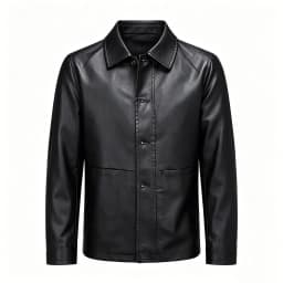 Men's Leather Jacket Spring and Autumn Winter Blazer Lapel PU Faux Leather Suit Coats Motorcycle Jacket Button Smart Casual Biker Style Jacket Black L - Thumbnail 4