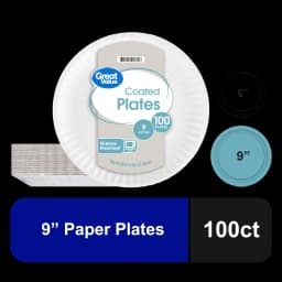 Great Value Coated Disposable Paper Plates, 9 in, 100 Count - Thumbnail 1
