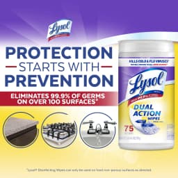 Lysol Dual Action Disinfectant Wipes, Multi-Surface Antibacterial Scrubbing Wipes, For Disinfecting and Cleaning, Citrus Scent, 75 Count - Thumbnail 4