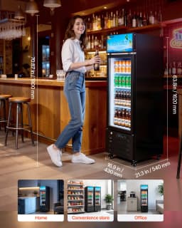 VEVOR Commercial Merchandiser Refrigerator, 6.1 Cu.Ft / 173 L Glass Door Display Refrigerator, Upright Beverage Cooler with Customizable Lightbox,3 - Thumbnail 4