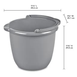 Sterilite 10 Qt. Plastic Spout Pail Bucket with Handle, Mop Bucket for Cleaning, Car Wash & Mopping, Titanium Gray - Thumbnail 2