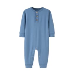 Busydd Baby Boys Girls Rompers Long Sleeve Round Neck Unisex Infant Clothes Button Solid Color Newborn Baby Girl Clothes Comfort Cotton Baby Boy Romper Jumpsuits 3-12 Months - Thumbnail 2