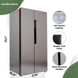 Hamilton Beach HZ8551 15.6 Cu Ft Side-by-Side Refrigerator, Platinum - Thumbnail 4