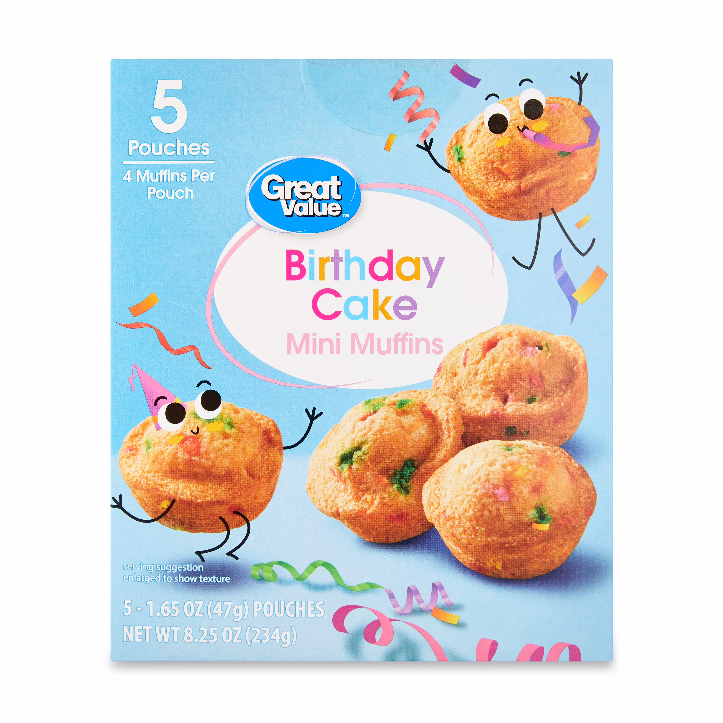 Great Value Birthday Cake Mini Muffins, 1.65 oz, 5 Count - Thumbnail 1