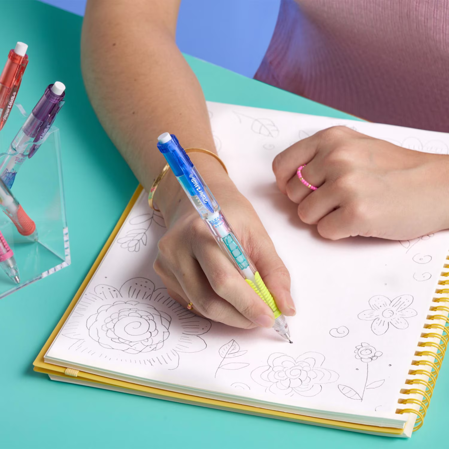 Paper Mate Clearpoint Mechanical Pencil, Color Block Edition, HB #2 Lead, Includes Eraser and Lead Refills, 5 Piece Set - Thumbnail 8