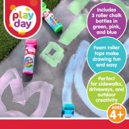 Play Day Roller Chalk Set, 3 Count, Green/Pink/Blue - Thumbnail 4