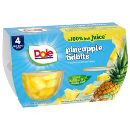 Dole Fruit Bowls Pineapple Tidbits in 100% Fruit Juice, 4 oz Cups (4 Pack) - Thumbnail 6