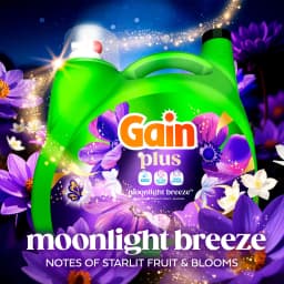 Gain Plus Laundry Detergent Liquid, Now with Odor Defense + OXI, Moonlight Breeze Scent, 170 fl oz, 129 Loads - Thumbnail 6