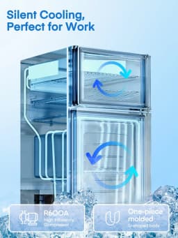 Double Doors Mini Fridge with Top Freezer, Small Fridge with Temperature Control and Ice Tray, 3.1 Cu.ft - Thumbnail 4