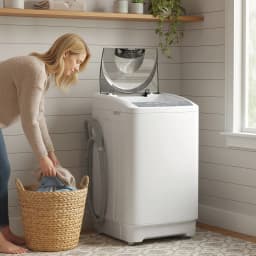 HOMCOM 1.3 Cu. Ft. Compact Washer, Portable Washing Machine with 8 Programs and 6 Water Levels, Full Automatic Washer for Apartments and RVs, White - Thumbnail 1